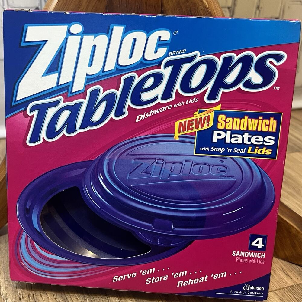Ziploc TableTops Sandwich Plates & Snap ‘n Seal Lids NIB Sealed 4 Pack NEW